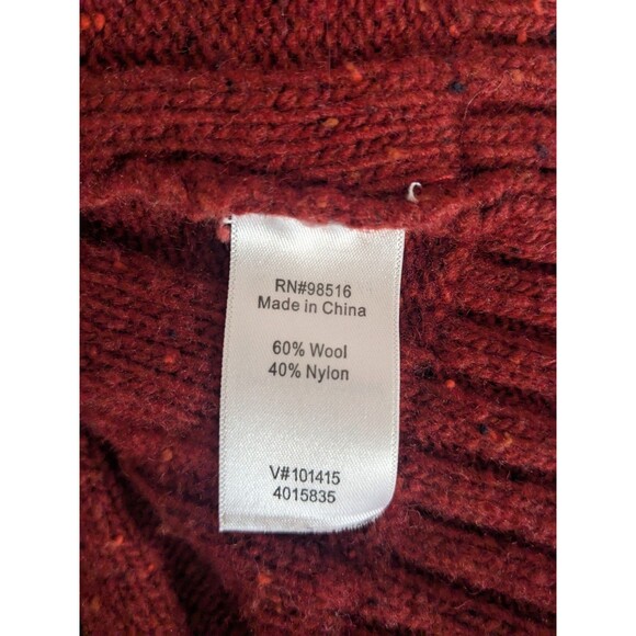 Coldwater Creek Cable Knit Cardigan Toggle buttons Wool Blend Deep Red Size L/14 - Picture 5 of 7